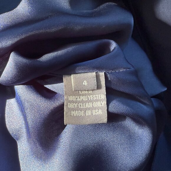 Lela Rose Sleeveless Leaf-Print Midi Dress Lapis Blue/Multi Size 2 - Picture 5 of 5